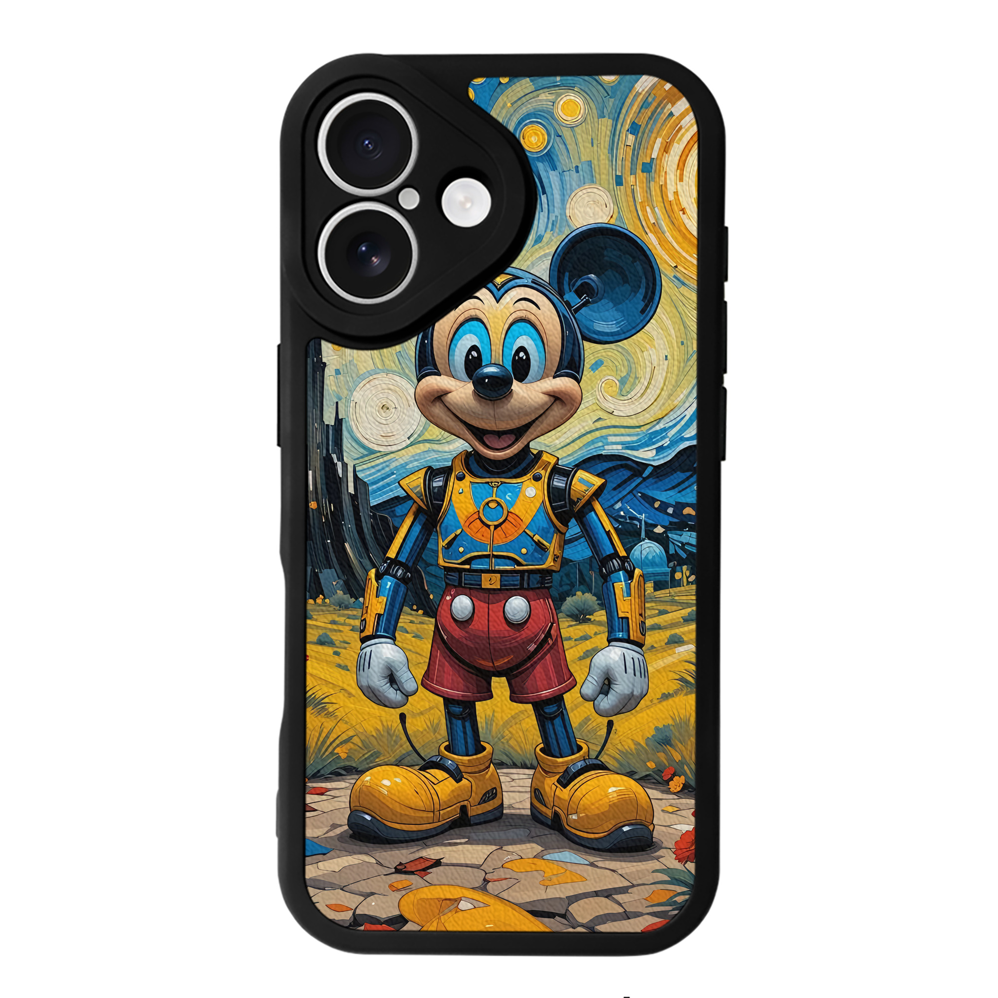 （画像用） ミッキーマウス Mickey Mouse 【iPhone 16シリーズ対応】シリコンスマホケース（レザー調） 材質：シリコン